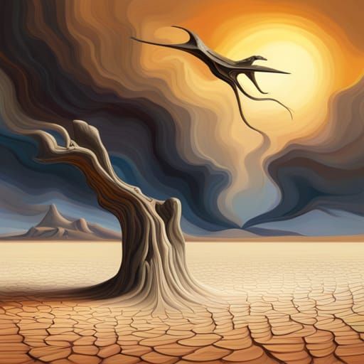 Pterodactyl in Jurassic Environment: Surreal Digital Art