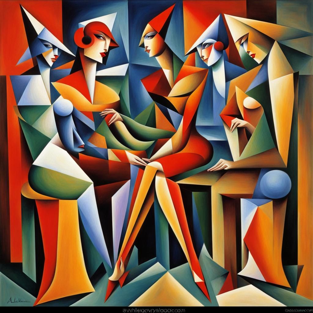 Abstract Cubism Art Inspired by Euclidean Geometry