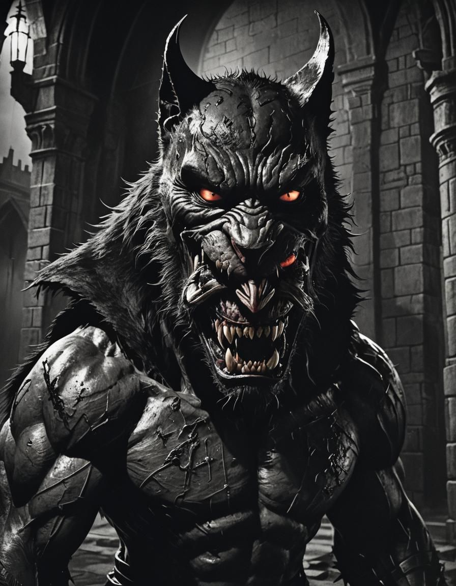 Vampire Cat Portrait in Sin City Style