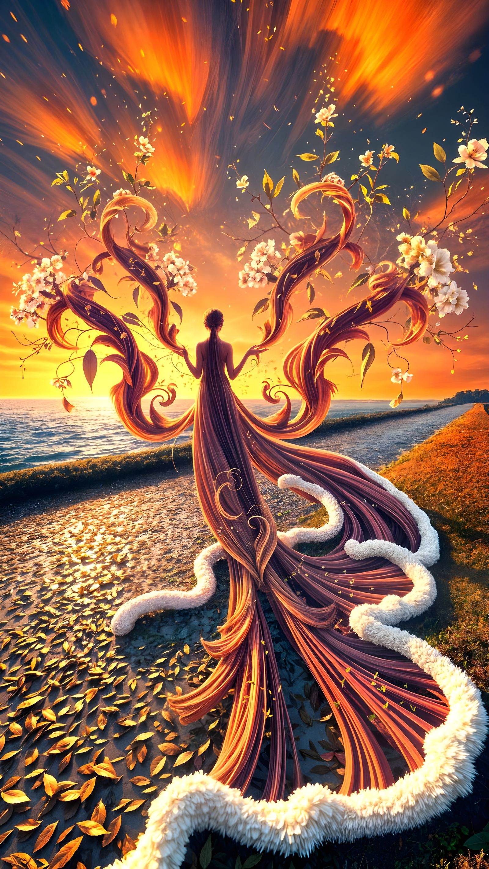 Ethereal Goddess in Sunlit Forest