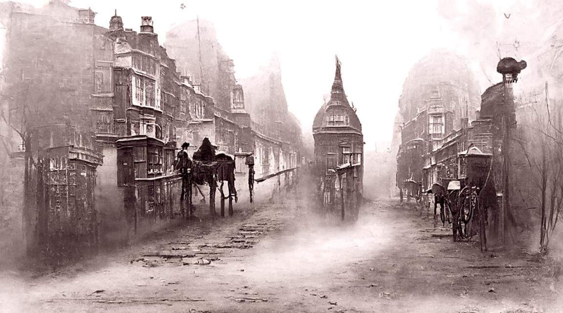 Misty London Street Scene, 1880s