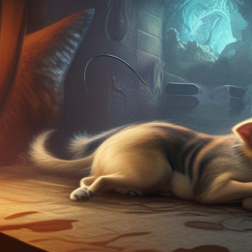 Dog, Cat, and Mouse Sleeping Together