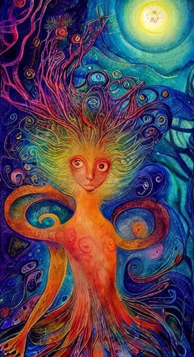 Newborn's Embrace: A Watercolor Fantasy of Nature