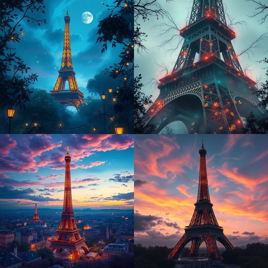 Eiffel Tower in a Fantastical Deep Color World