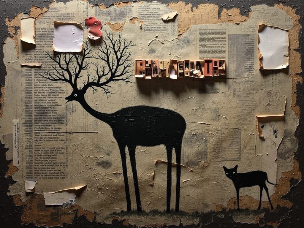 Surreal Abstract Collage with Biomechanical Elements