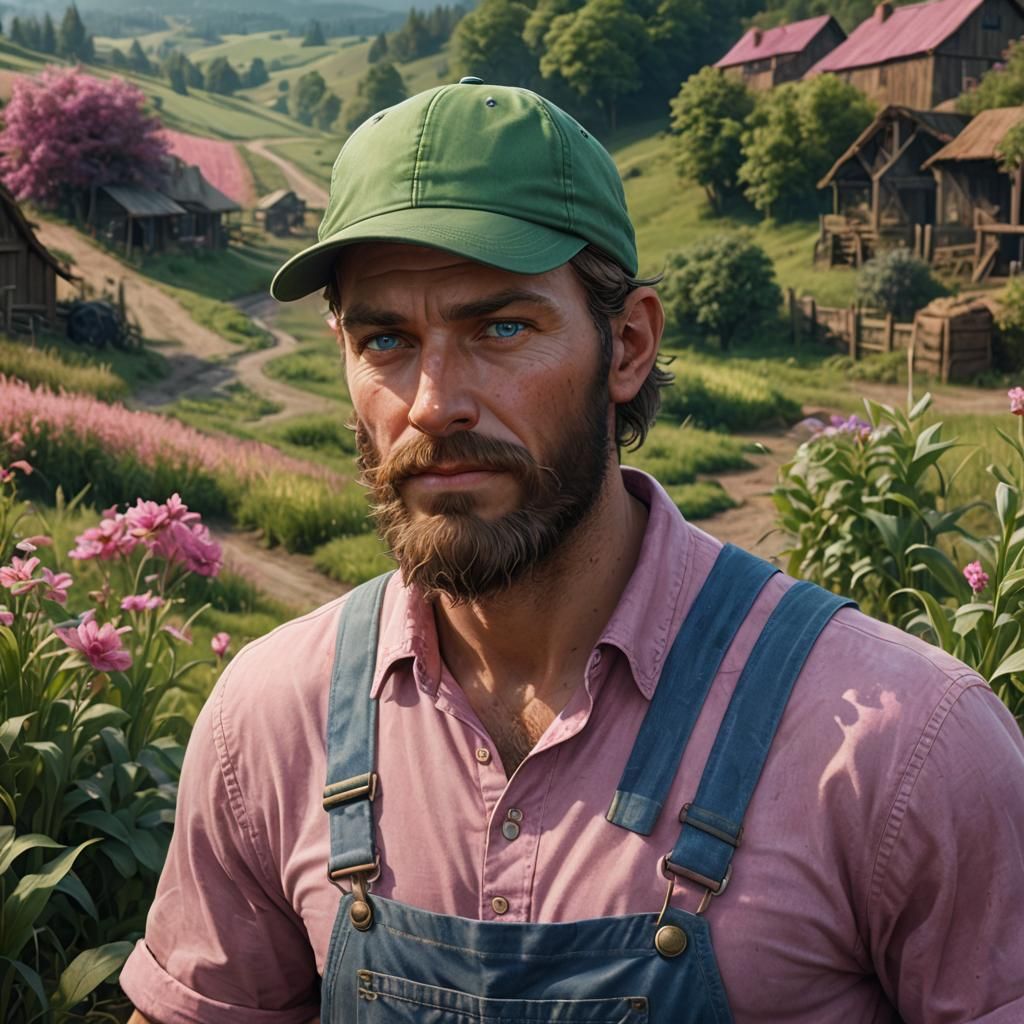 Handsome Farmer in Detailed Matte Painting Style