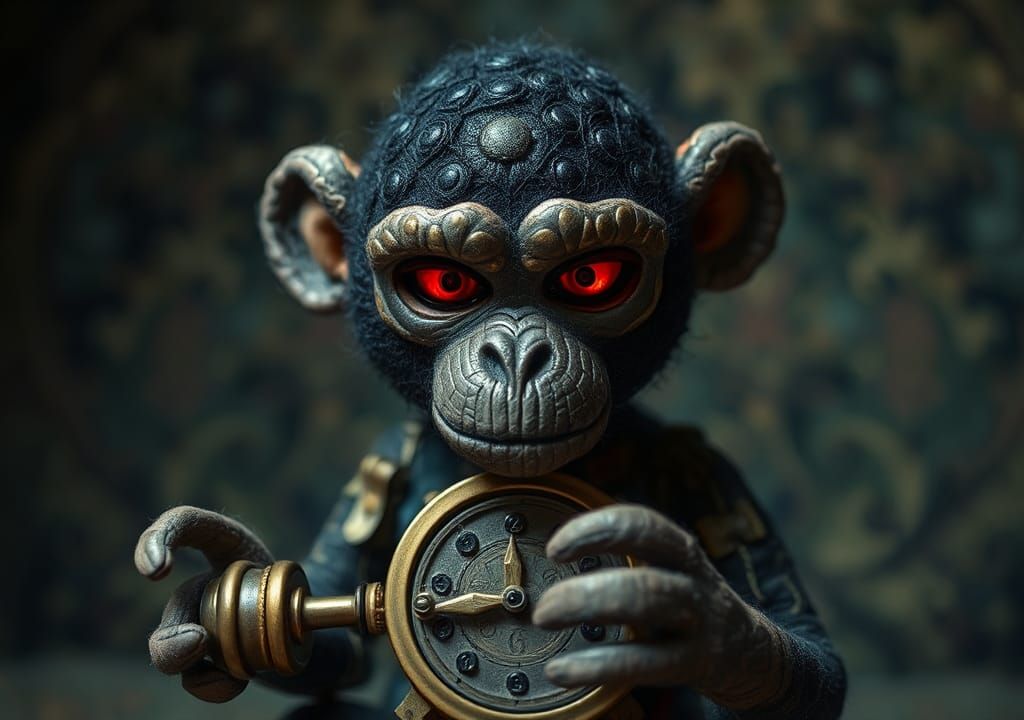 Creepy Clockwork Monkey Toy in Steamnoirnouveau Style