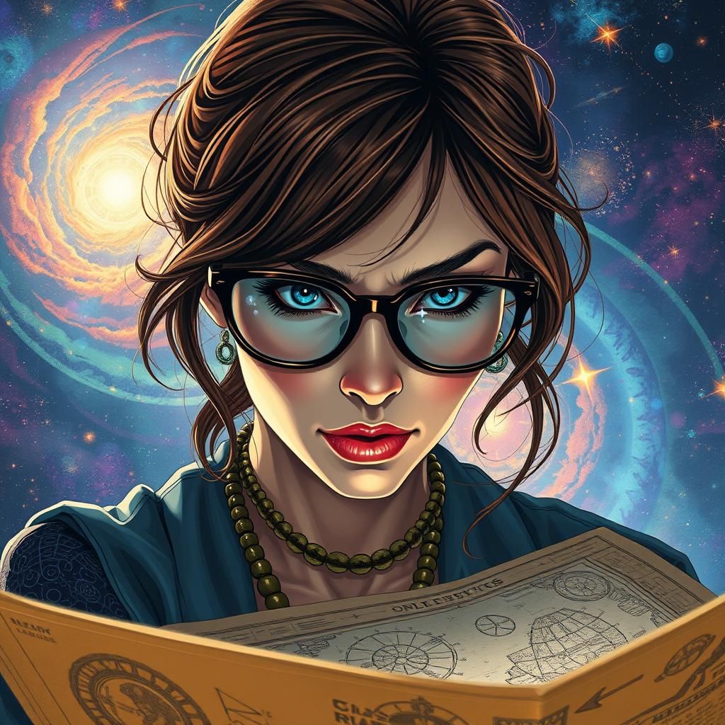 Woman with Retro Glasses Searches for Extraterrestrial Life