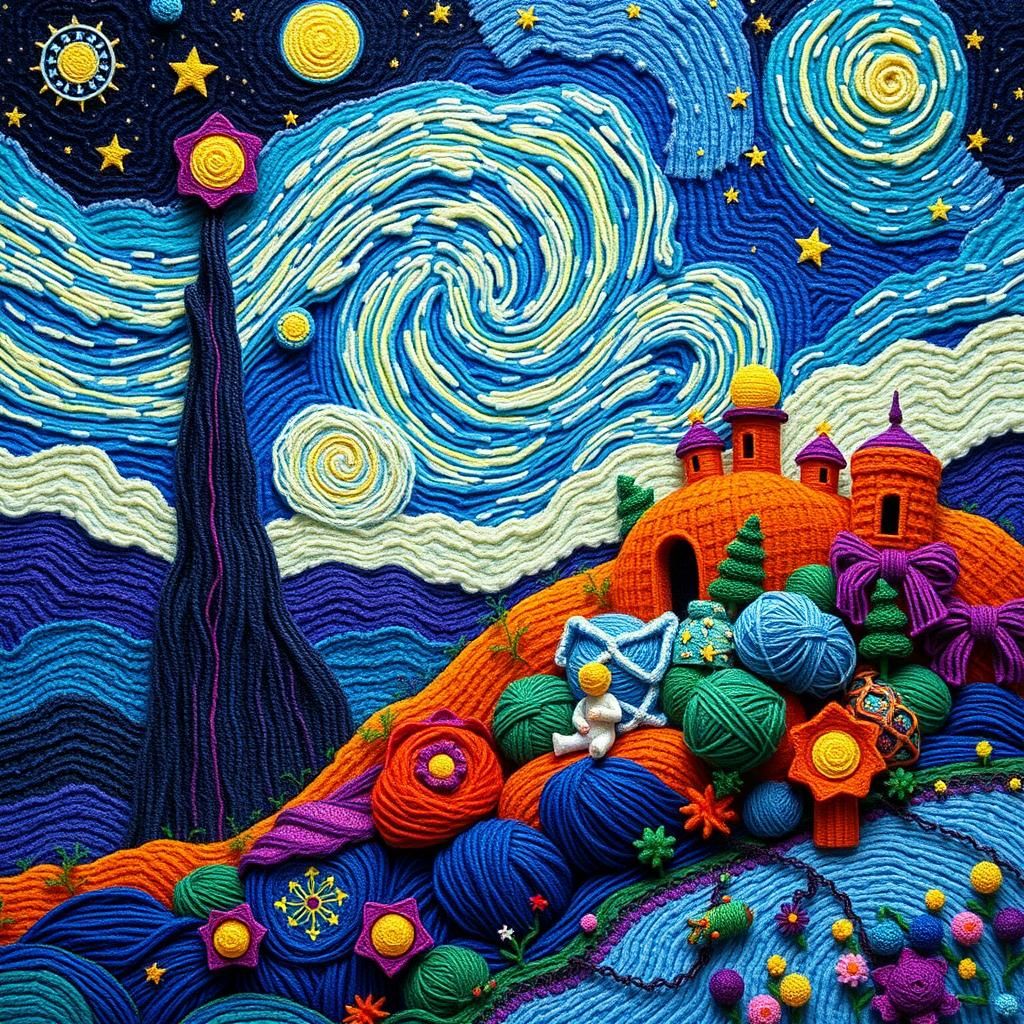 Magical Knitted Land: A Digital Art Nouveau Dream