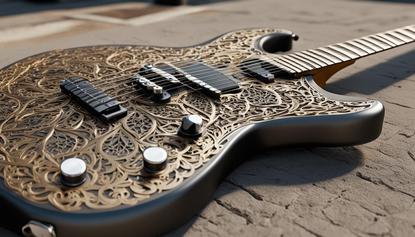 Hyperrealistic Electric Guitar Made of Tantal
