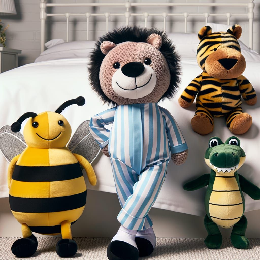 Boogie Woogie Plush Toys at Foot of Bed