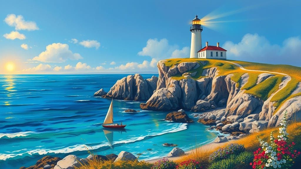 Coastal Paradise in Impressionist Style