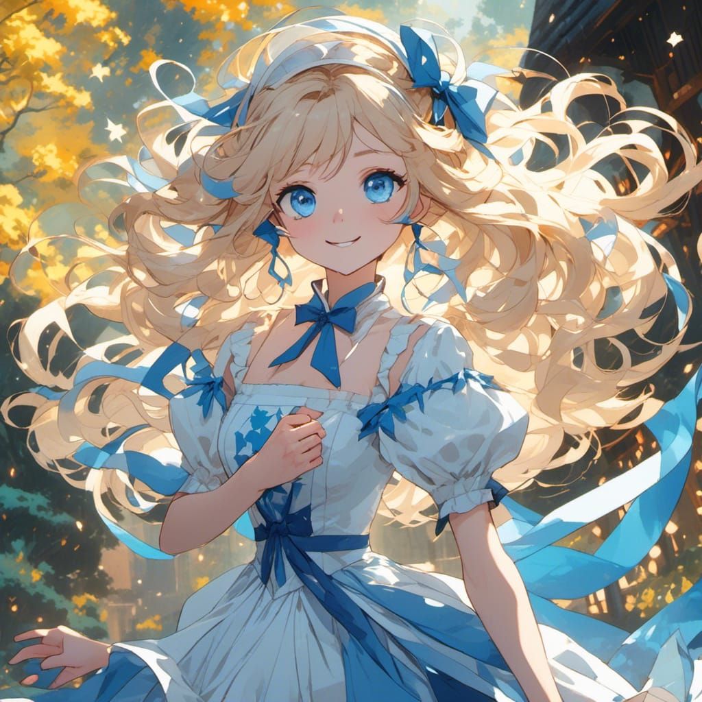 Anime Girl in Dreamlike Futuristic Cityscape