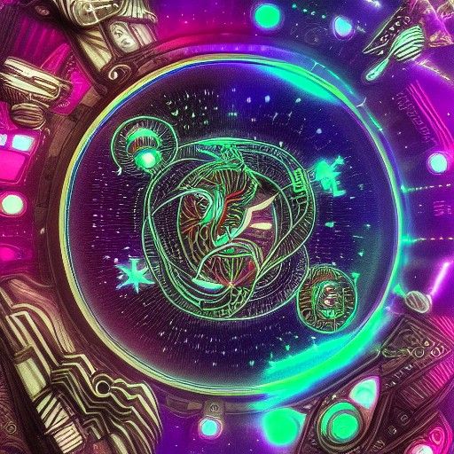 Mechanical Astral Forge of Stars: Holographic Illustration