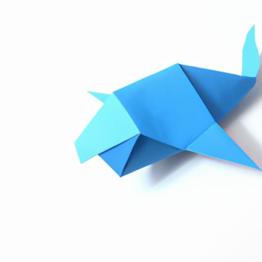Blue Origami Whale Art