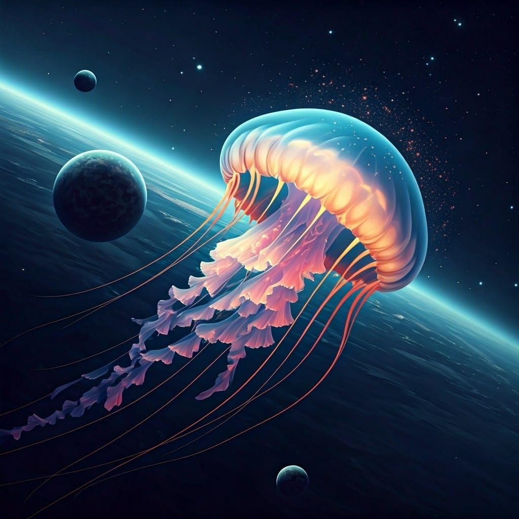Cosmic Jellyfish Explodes in Vibrant, Iridescent Hues