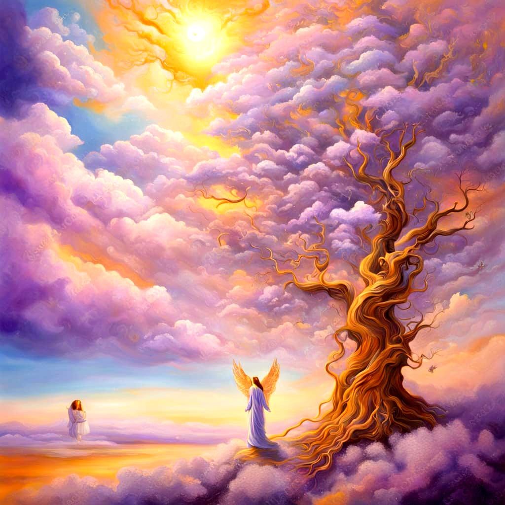 Healing Angel in Surrealist Landscape
