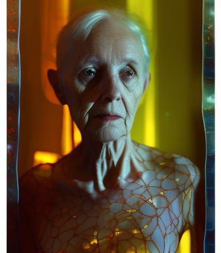 Dementia Encased in Amber Gauze: Hyperrealistic Close-Up