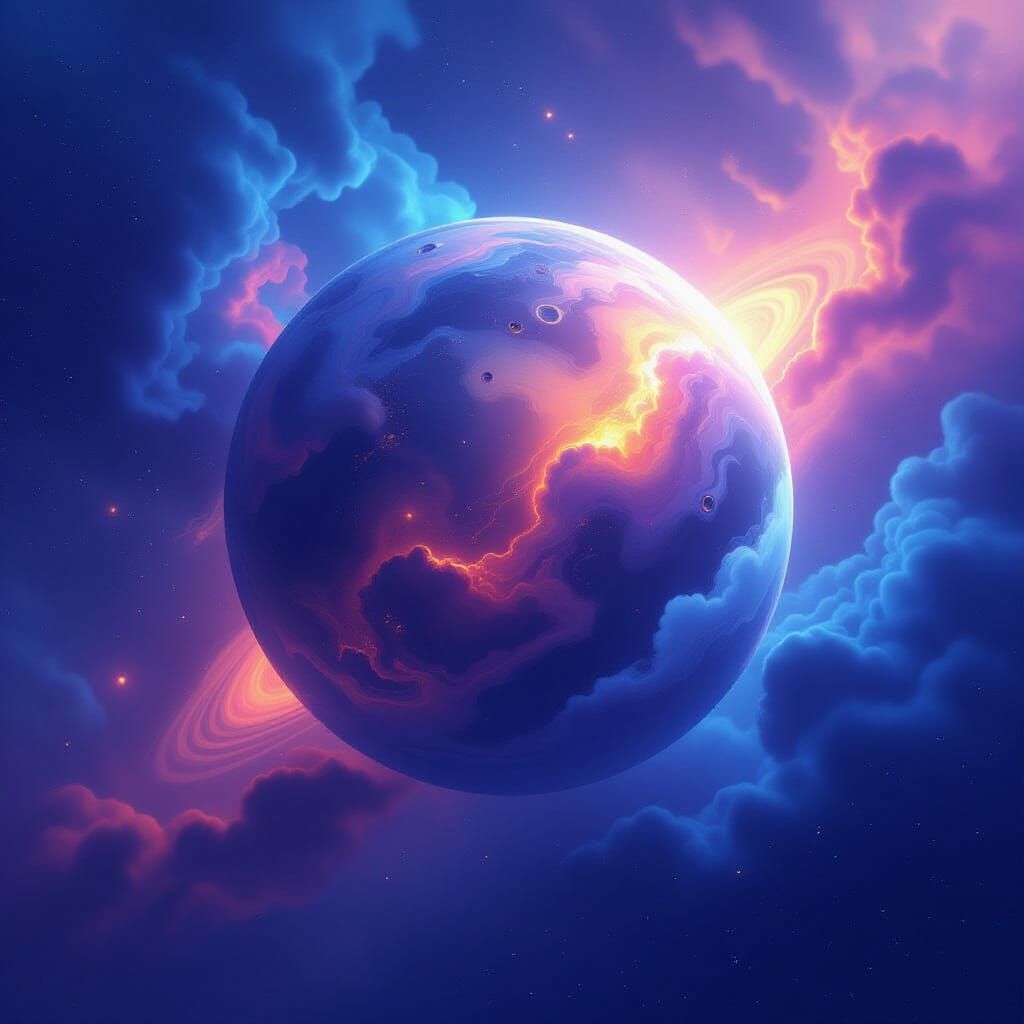 Ethereal Mercury in Cosmic Nebula Digital Art