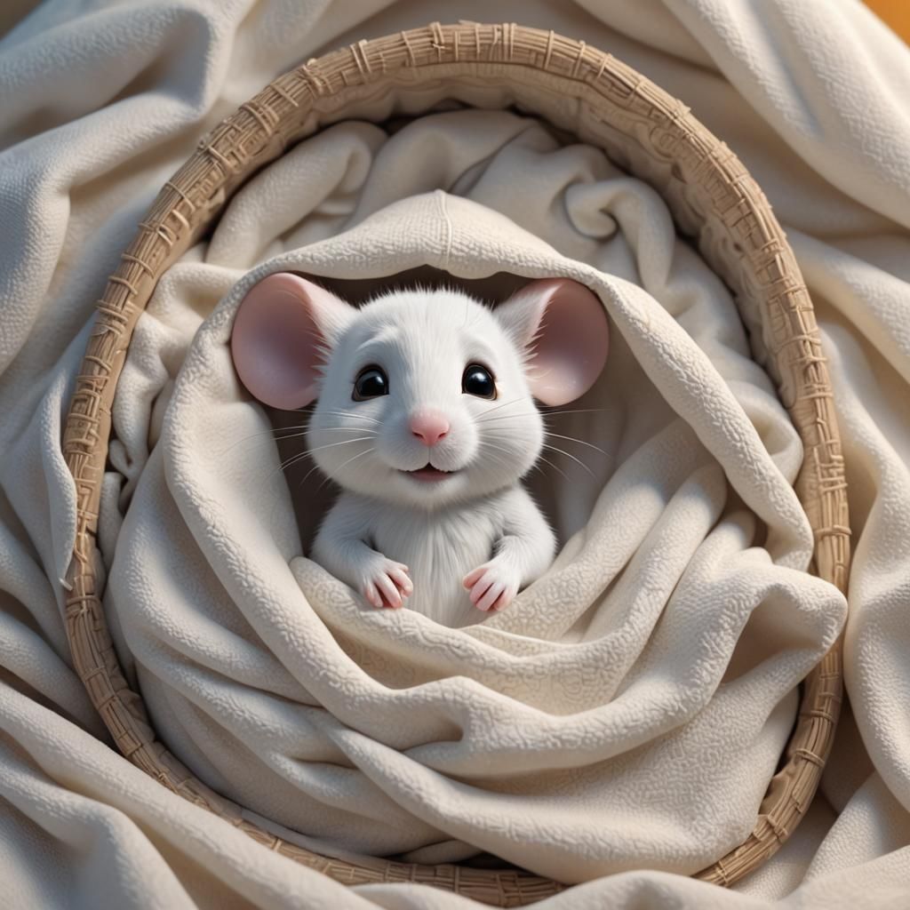 Cute Mouse in Bed: Pixar-Style 3D Digital Art
