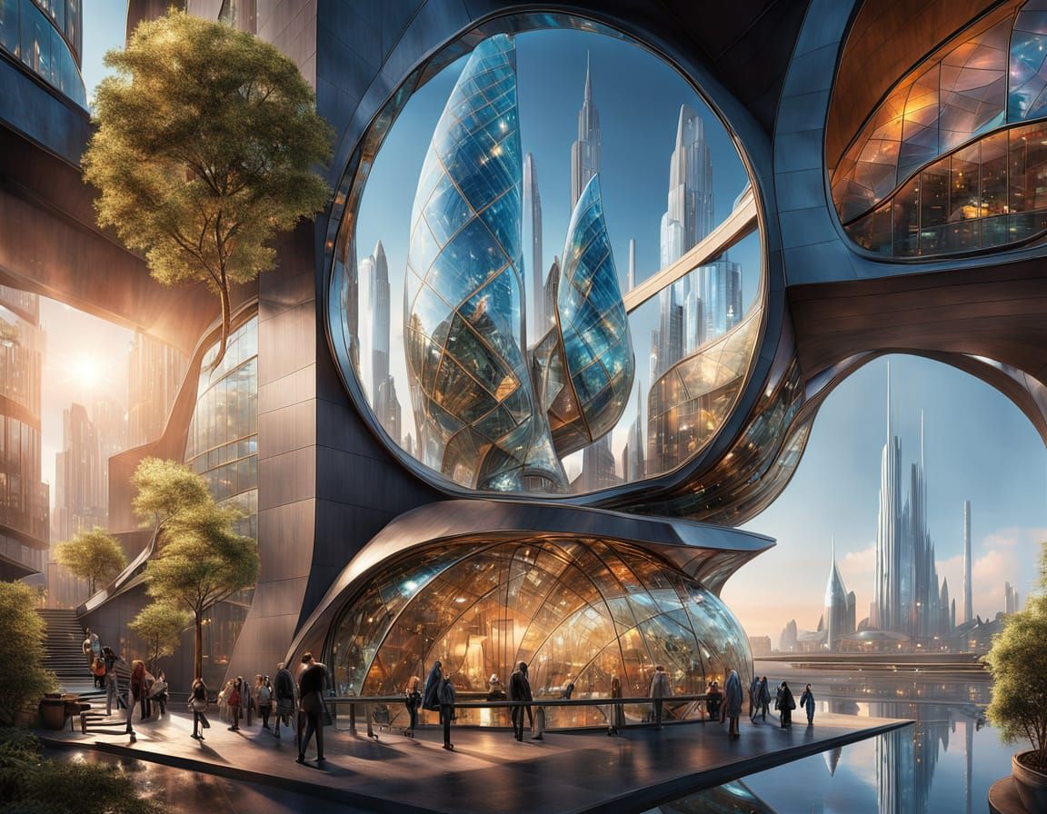 A futuristic cityscape