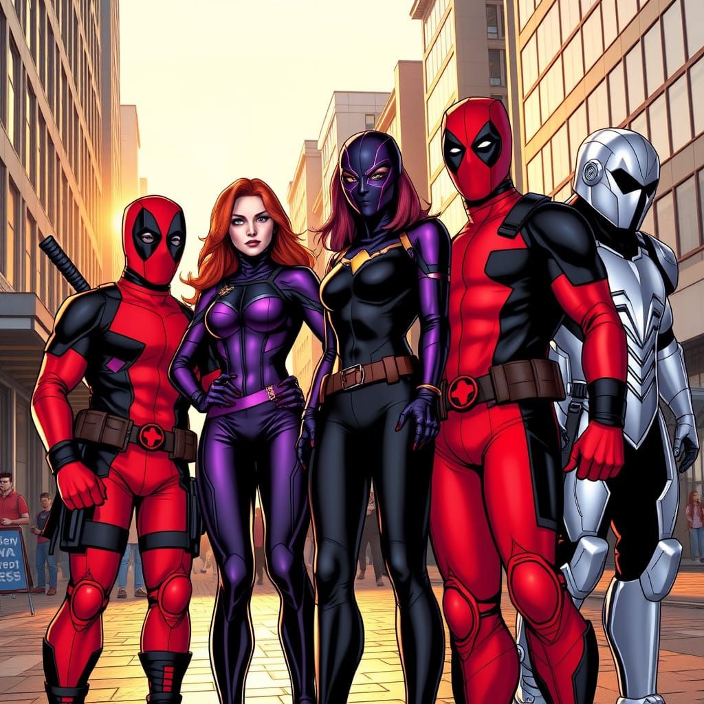 Superhero Squad Unites in Rotterdam Sunset