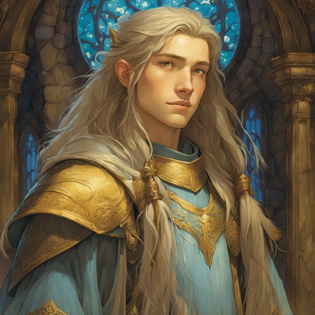 Paladin in Chapel, Ghibli-esque Fantasy Portrait