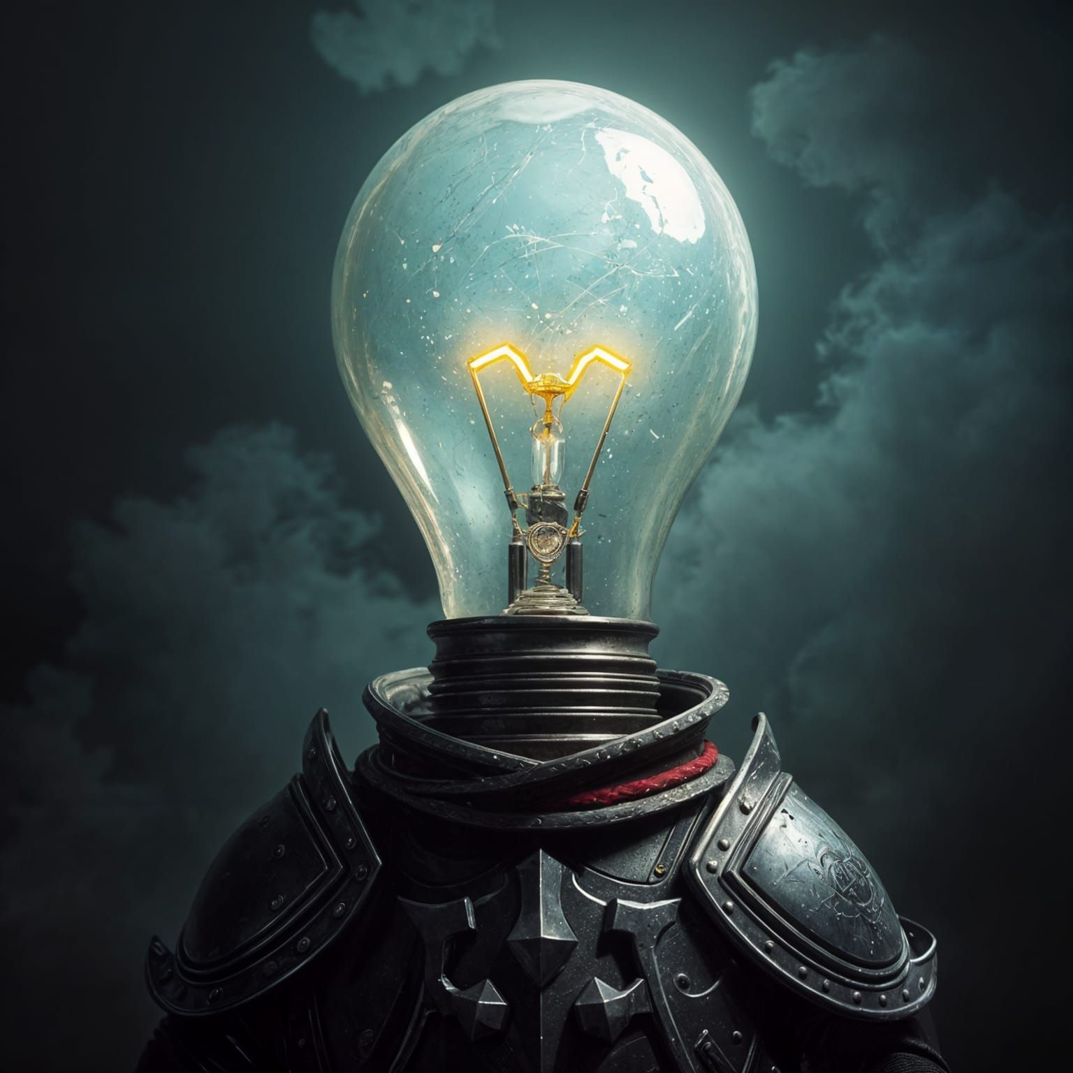 Light Bulb Knight: Detailed Digital Illustration