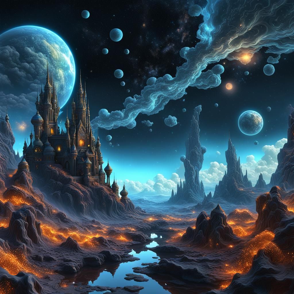 Mandelbulb Fractal Clouds and Stars in Deep Color