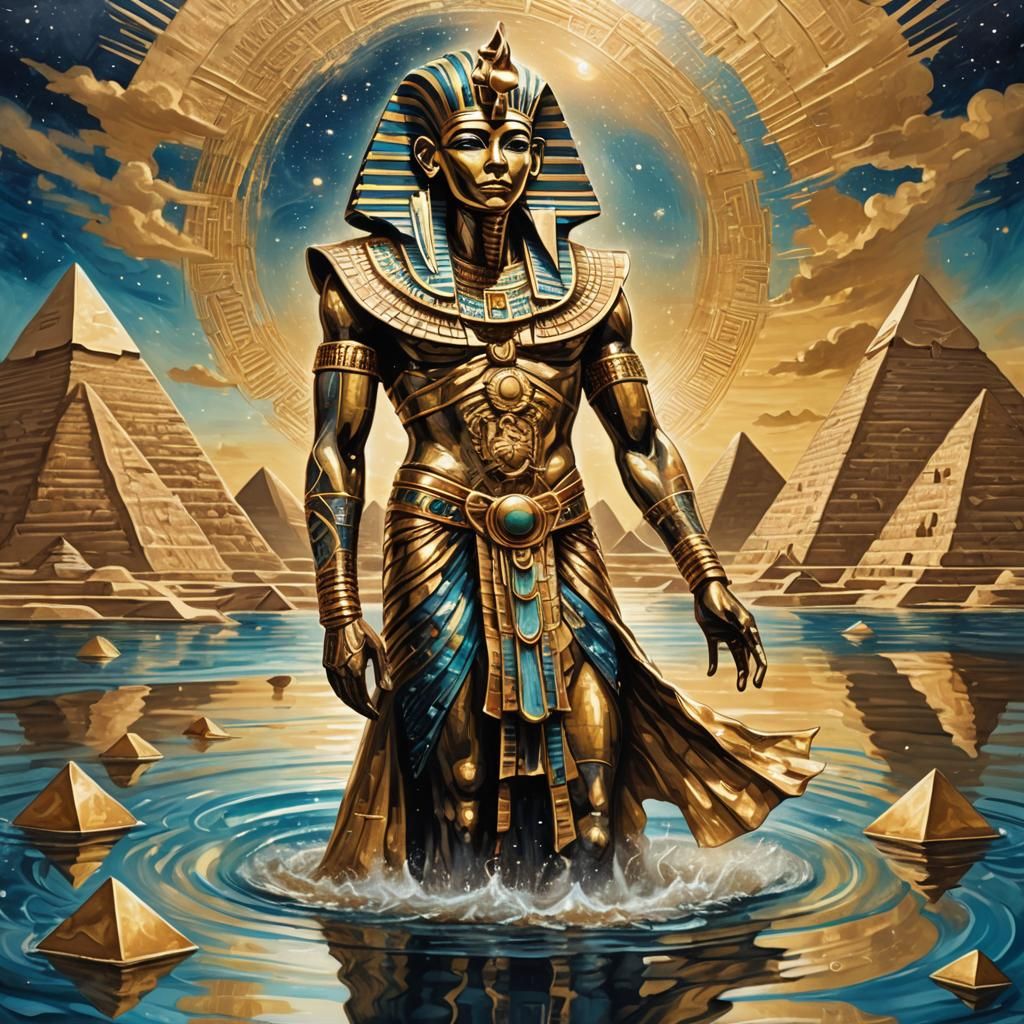 Egyptian Deity in Cosmic Astral Illustration