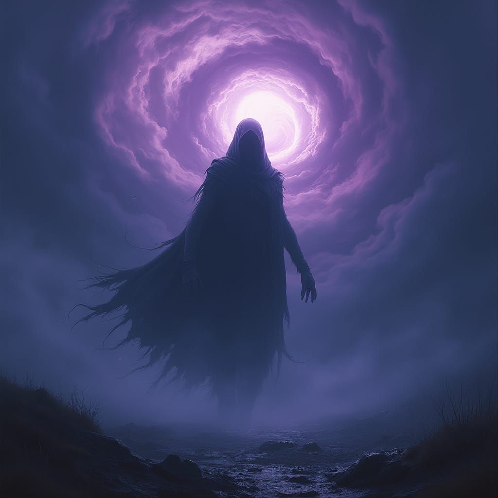 Ominous Figure Emerges from Vortex