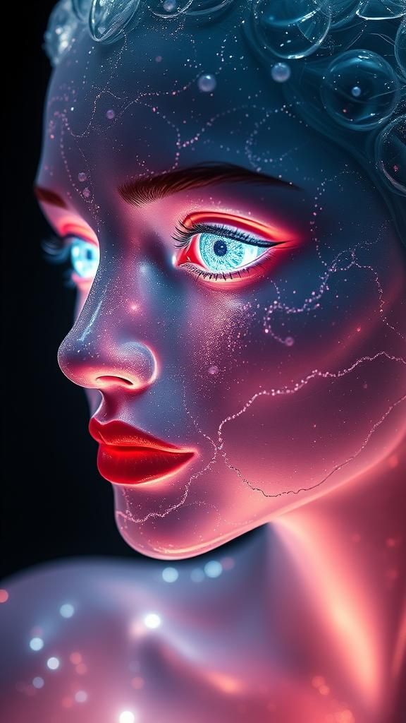 Delicate light transparent crystal sculpture inspired by rad...