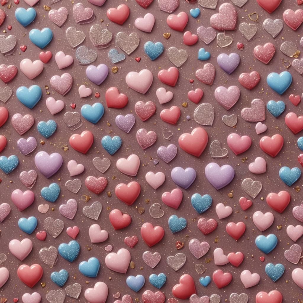 Glittering Heart Bubbles of Love