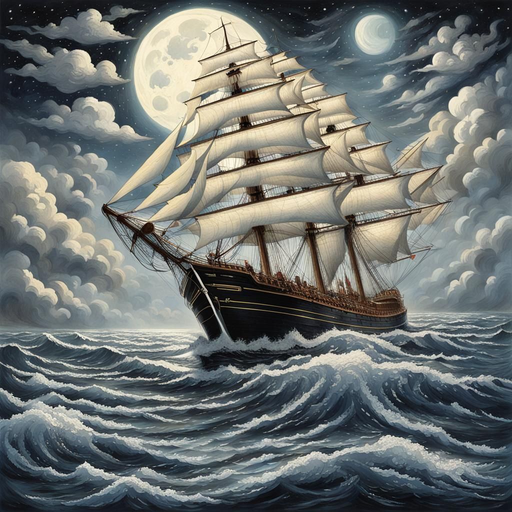Moonlit Voyage: A Whimsical Sea Adventure