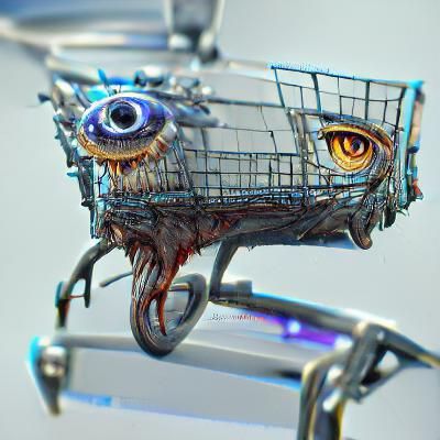 Hyperrealistic Shopping Cart Monster Concept Art