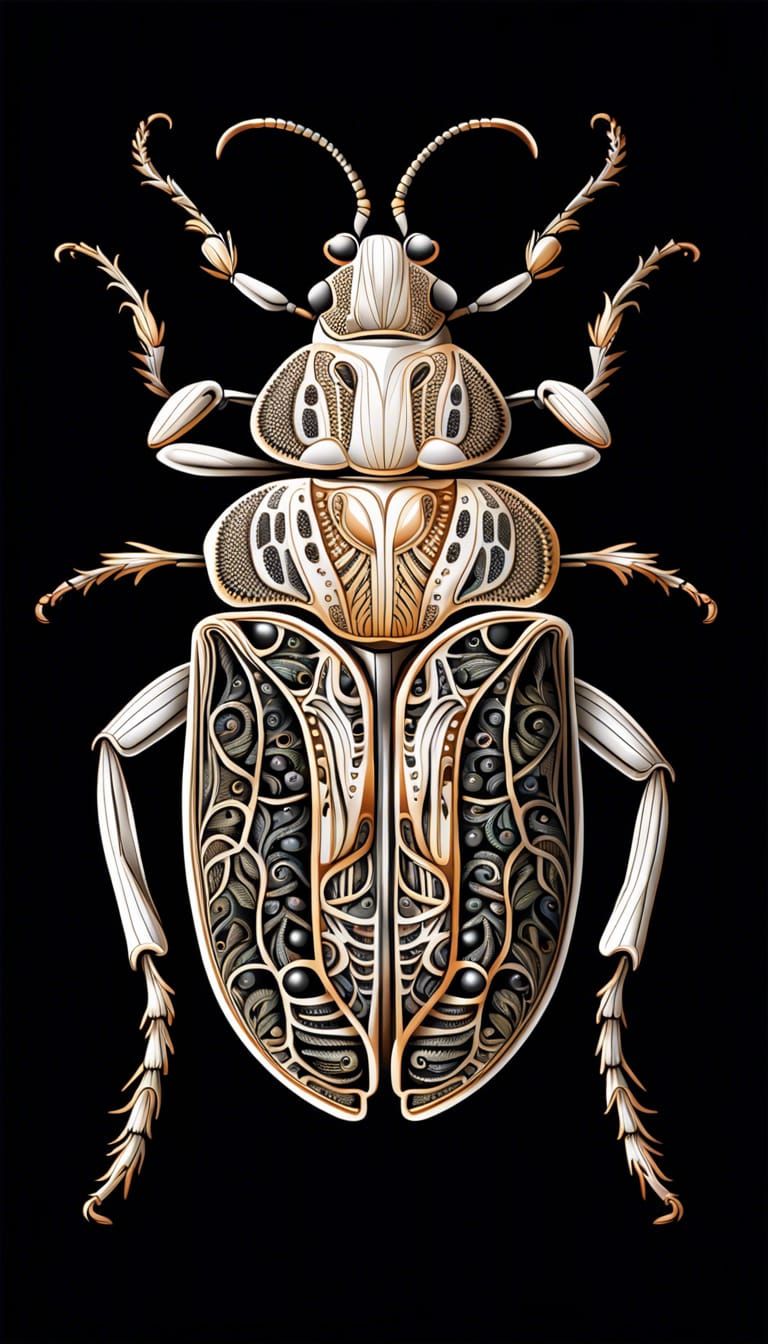 Isolated White Beetle: Vector Illustration of Insect Anatomy