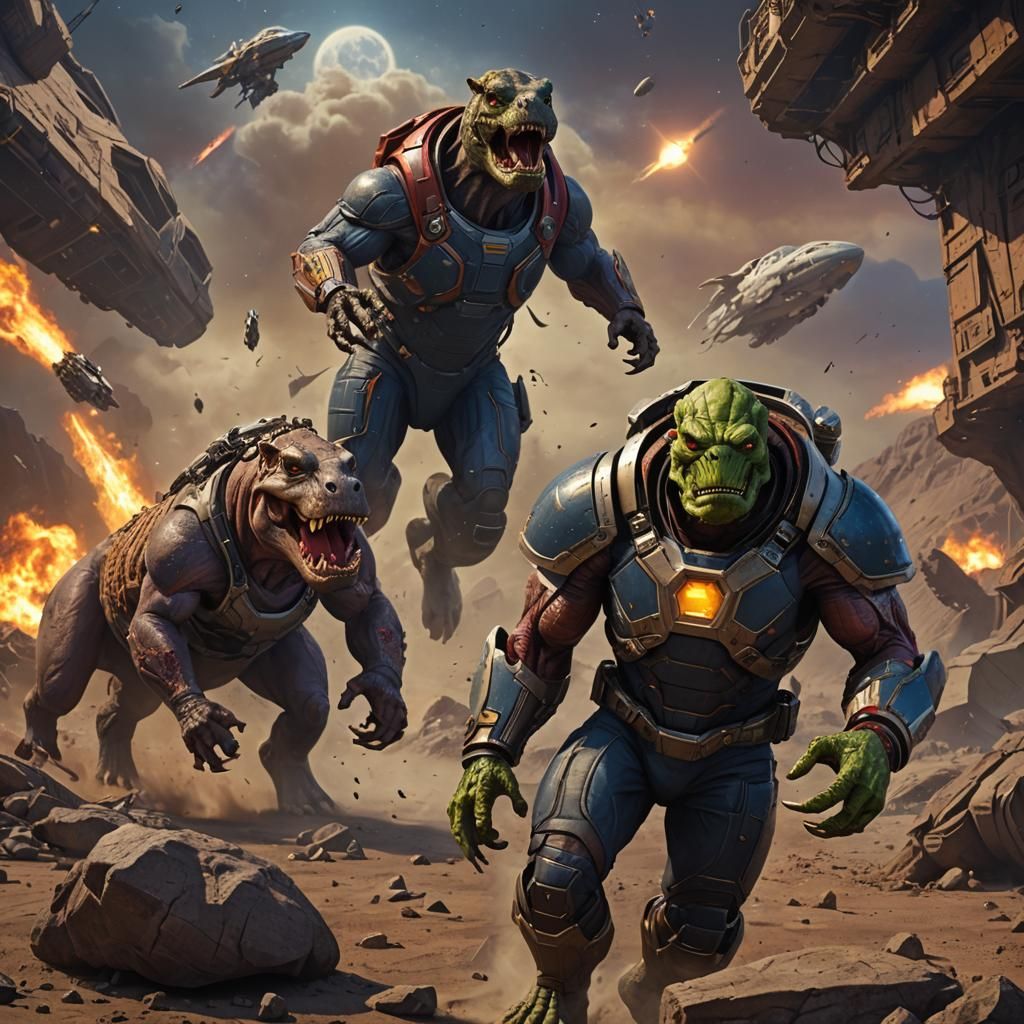 Ood Skrull Hippo Raptor Space Smuggler, Detailed Painting