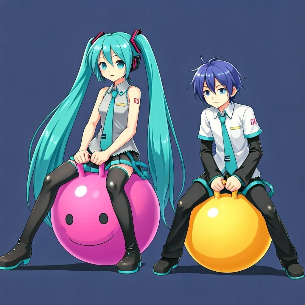 J-Pop Idols Bouncing on Colorful Handle Hopper Balls
