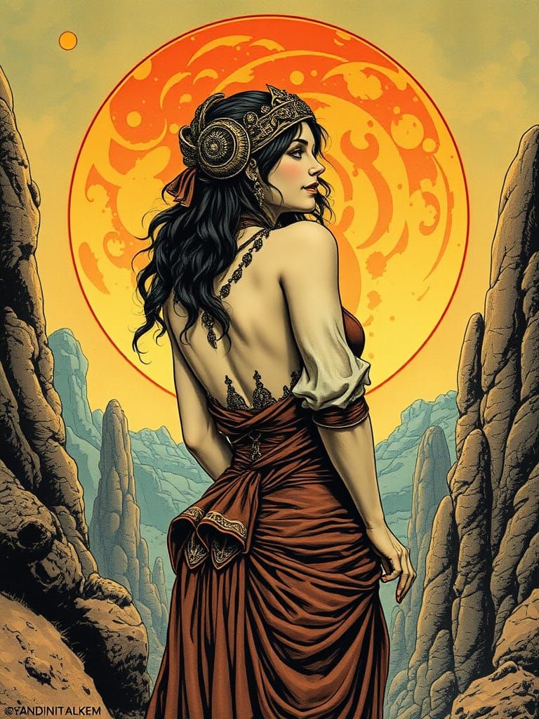 Medieval Roma Girl, Comic Book Art Style