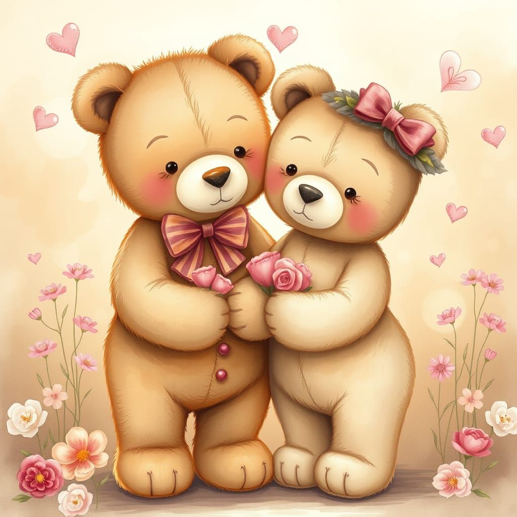 Surreal Cartoon Couple in Vintage Art Style