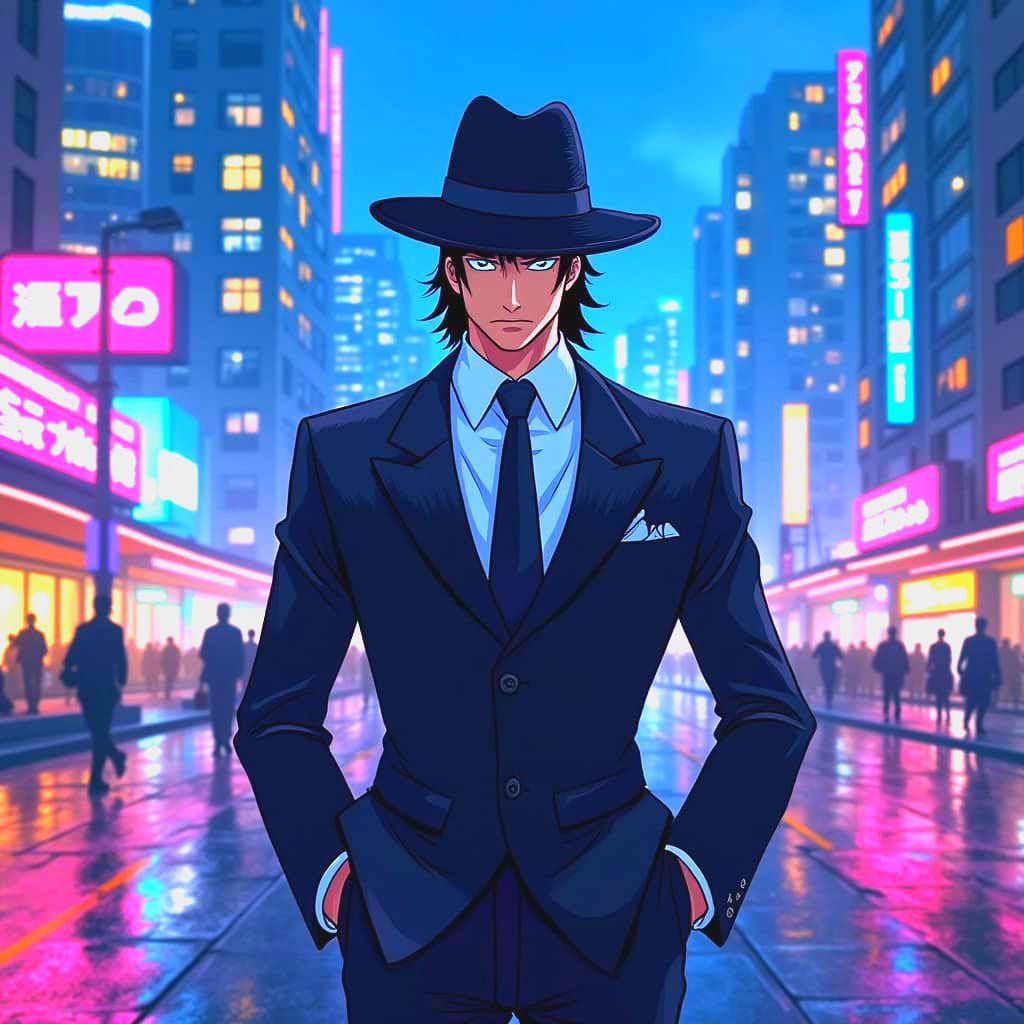 Cyberpunk Assassin in Futuristic Cityscape