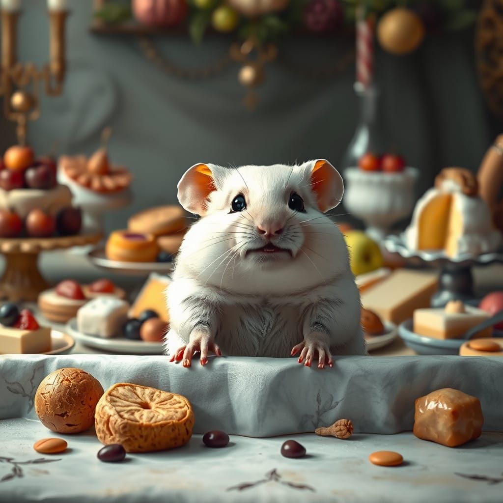 Fantastical Feast Scene in Whimsical Detail