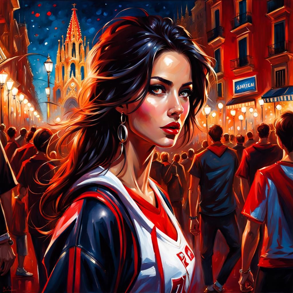 Spanish Beauty in Barcelona Nightlife, Splash Art