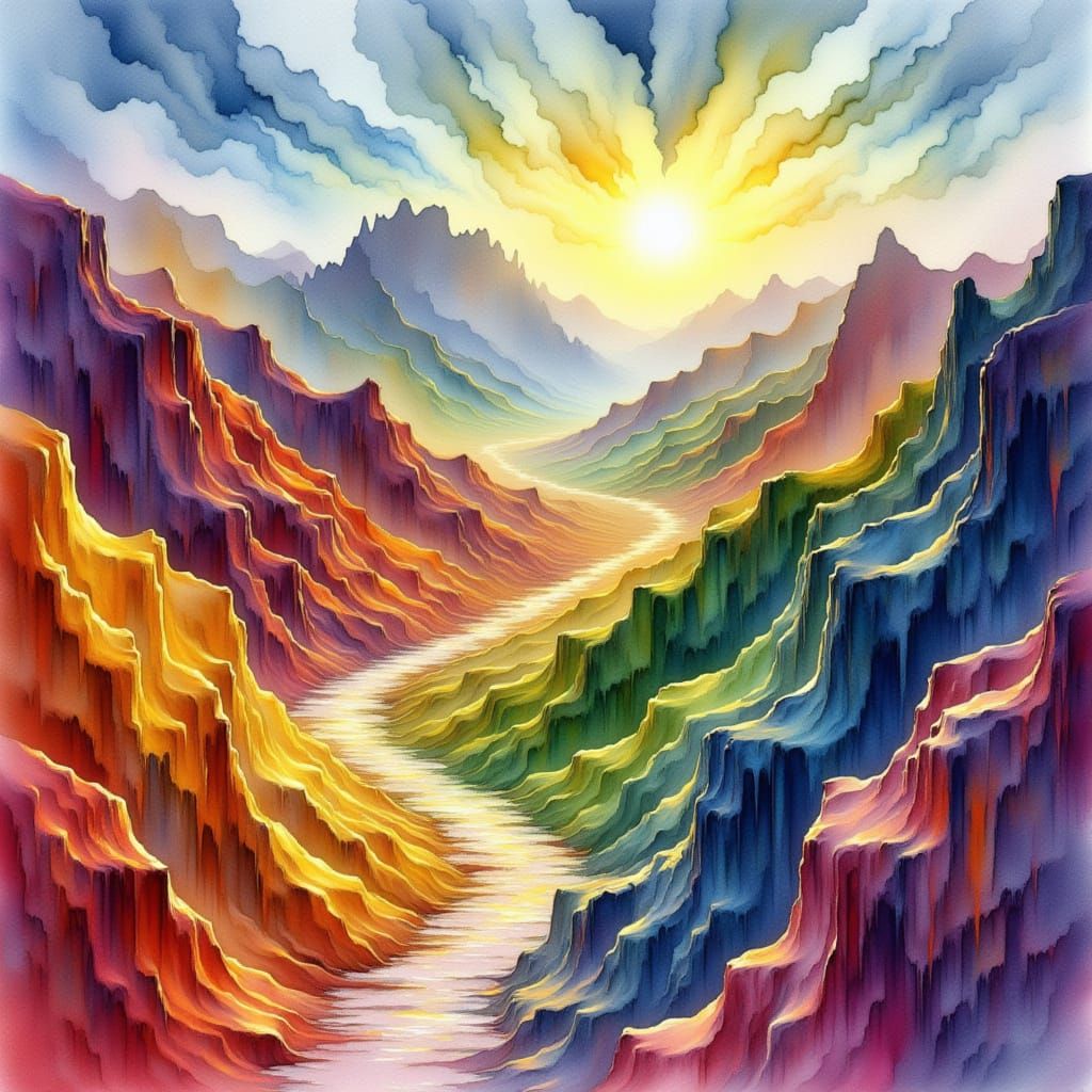 Zhangye Danxia Geopark Sunset in Impressionist Style