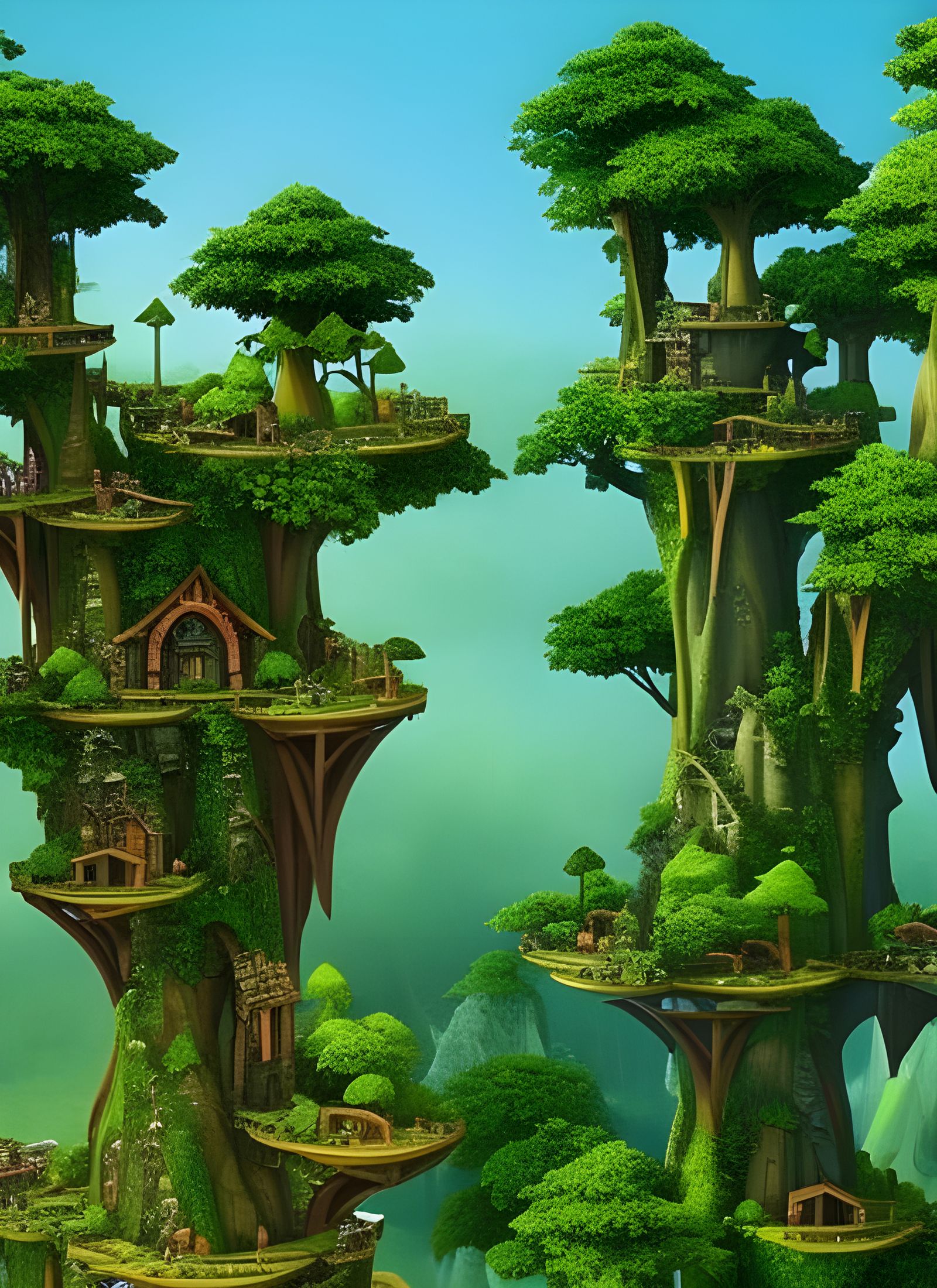 Magical Elven City in Jungle Canopy