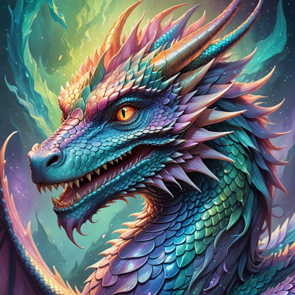 Dragon Portrait in a Dreamlike Fantasy Style