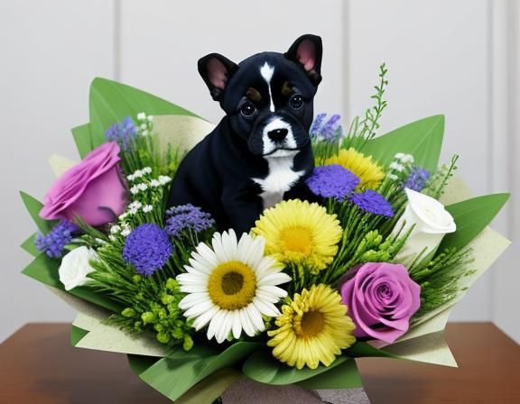 AI-Generated Puppy Bouquet: A Surreal Creation