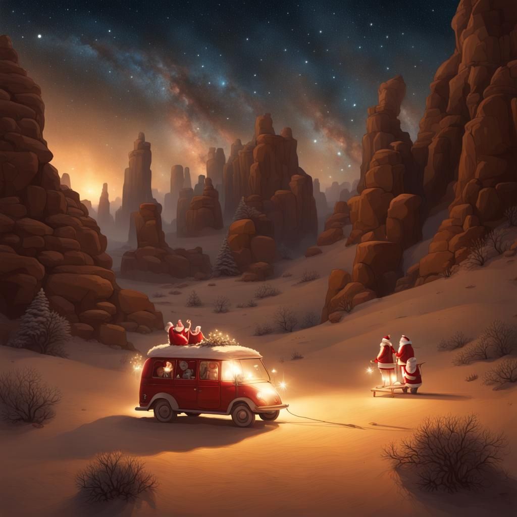 Futuristic Santa Datamining in a Luminous Desert