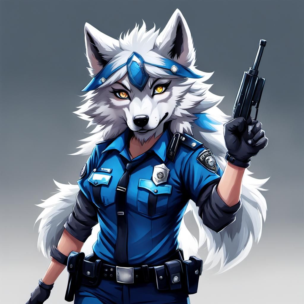 Furry Art Girl in Police Uniform