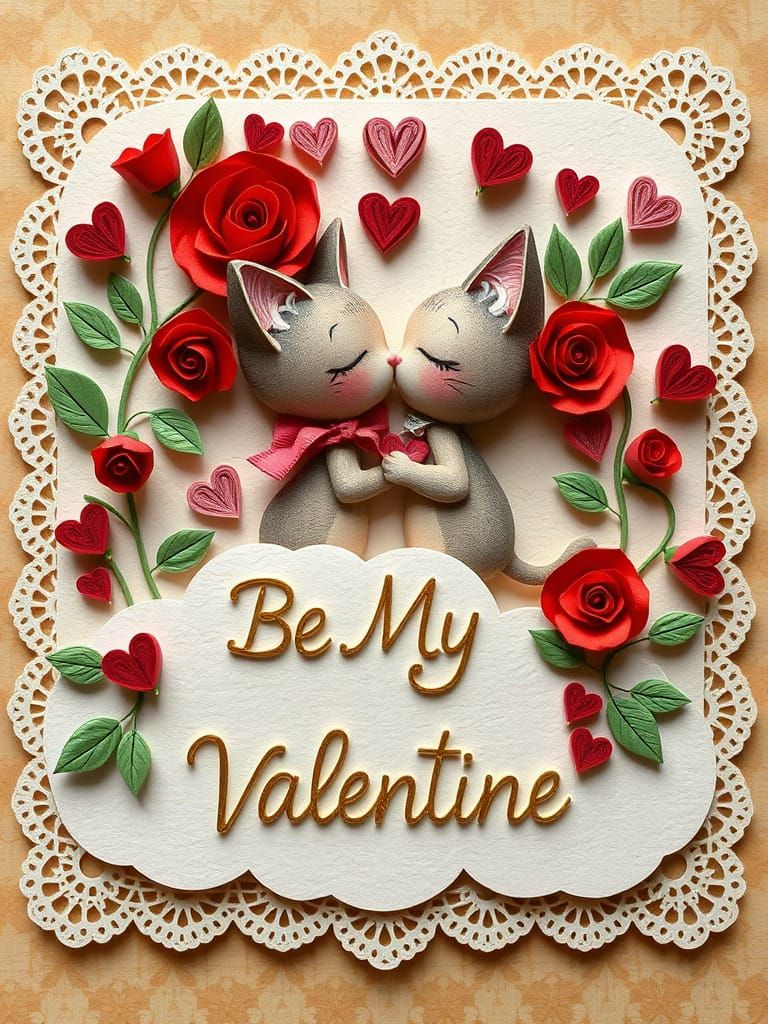 Romantic Hand-Crafted Valentine Card with Disney-Inspired Ki...